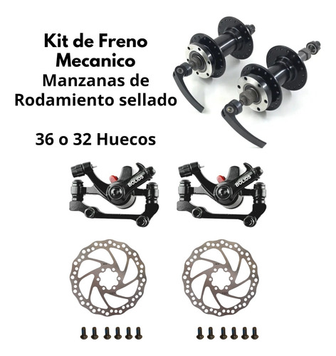 Kit Completo Frenos De Disco Mecánico Mtb Rodamiento Sellado