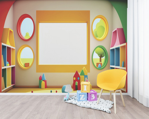 Papel Parede Baby Linda Decor Infantil Mural Colorido Janela