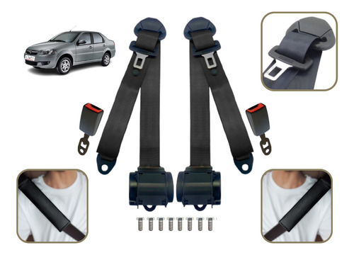 Kit Cinto De Segurança Fiat Siena 2 Banco Dianteiro Completo