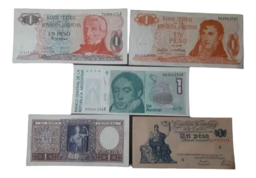 Lote De 5 Billetes De 1 Peso Sin Circular