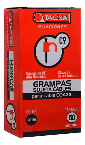 Grampas Sujeta Cable Tacsa N°9 Cable Coaxil Negro X20 Caj P