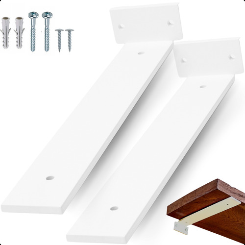 10cm - Mão Francesa Cantoneira Branca Invisível - rio design99 - Ferro Aço Suporte Para Prateleira Reforçada Resistente Industrial Madeira Bancada Estante s64