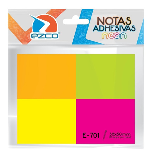 Notas Adhesivas Fluo X4 Blocks 38x50 50 Hojas Ezco