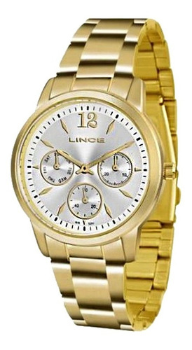 Relógio Feminino Lince Dourado Multifunção Médio Lmgj069l