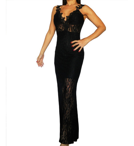 Vestido Civil Fiesta Largo Negro Encaje Guipur Precioso!! | Cuotas sin interés Vestido Civil Fiesta Largo Negro Encaje Guipur Precioso!! | Cuotas sin interés