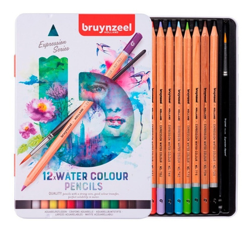 Lápices De Colores Acuarelables Bruynzeel Expression X 12