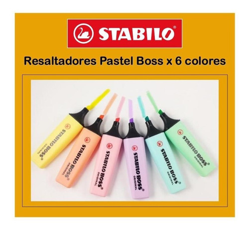 Resaltadores Stabilo Boss Colores Pasteles X 6 
