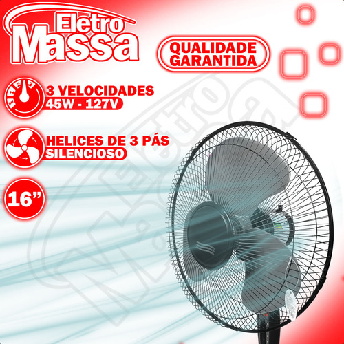 Ventilador De Coluna Torre 3 Hélices 127v 45w Pedestal 130cm Inclinável Cor Preto Kit Com 4
