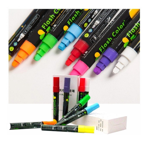 8 Plumones De Tiza Liquida Para Pizarra Led