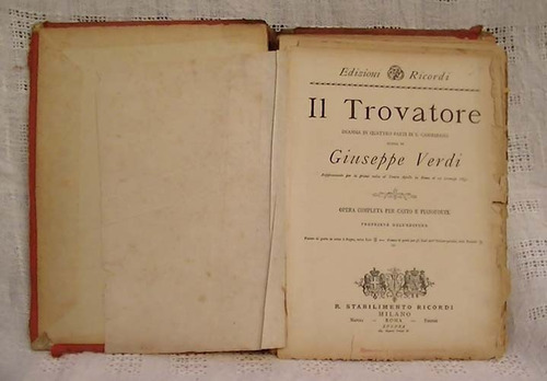 Partitura Il Trovatore  Verdi Per Canto E Pianoforte