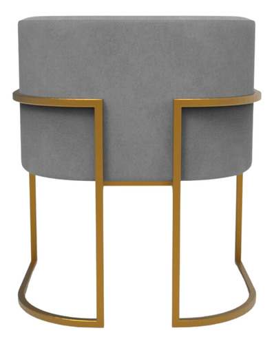 Poltrona Base Ferro Pandora Luxuosa Tecido Veludo Recepção Cor Cinza