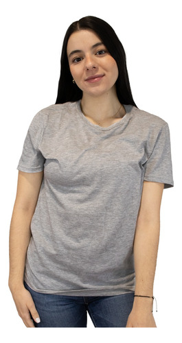 Playera Mujer Premium Basica Cuello Redondo Slim Fit Gris