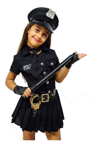 Fantasia Feminina Policial Infantil Completa
