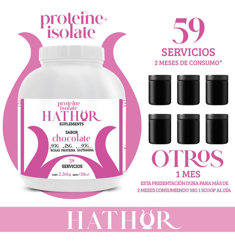 Proteína Hathor Suplemento 2.2kg 75 Servicios Varios Sabores Chocolate