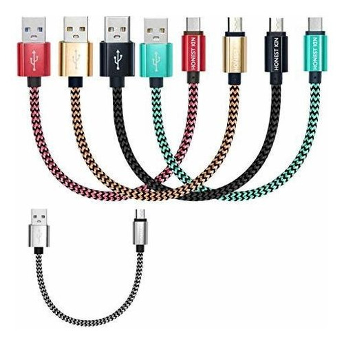 Micro Usb Corto 1 Pie 5 Unidade Nylon Trenzado Fast Para Ux