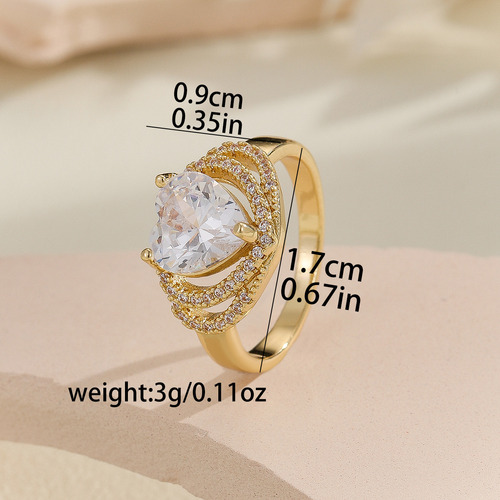 Anillo Corazón Con Zirconia Y Cobre Para San Valentín