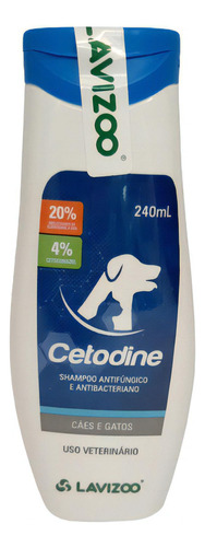 Cetodine Shampoo Antifúngico Para Cães E Gatos Lavizoo 240ml