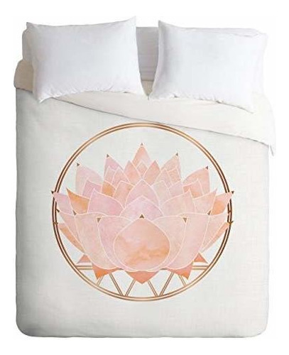 Society6 Modern Tropical Blush Zen Lotus Full / Queen Juego