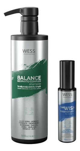 Kit Wess Balance Shampoo 500ml + We Wish Reconstrutor 50ml