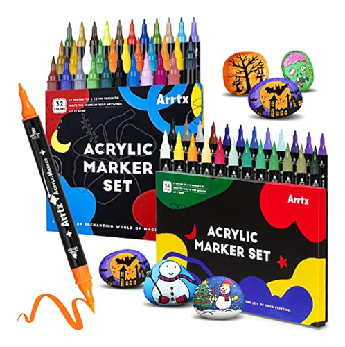 Arrtx Acrylic Paint Pens 54 Colors, Brush Tip And