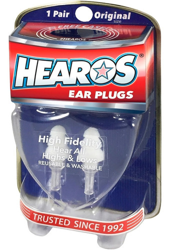 Hearos High Fidelity Ear Plugs Protectores Auditivos + Case 