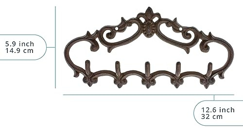 Colgador De Pared Hierro Fundido Vintage 5 Ganchos Resistent