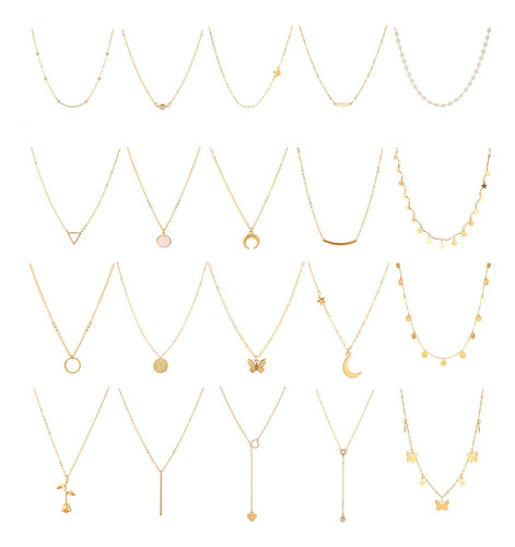 Juego De 20 Collares Honsny Para Mujer, Collares De Cadena .