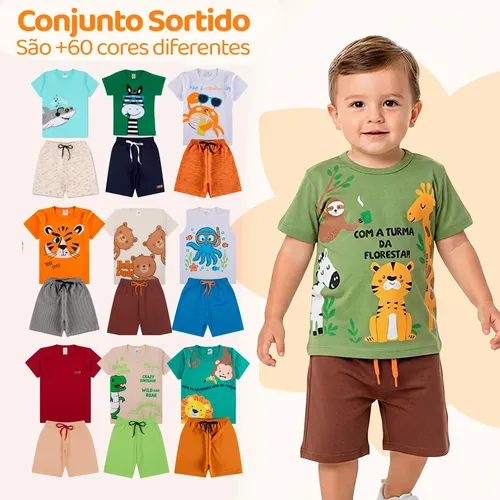 Kit 4 Peças Menino Conjunto Infantil Masculino De Algodão Kit 2 Conjuntos Sortidos 3 - Veste 2 Anos