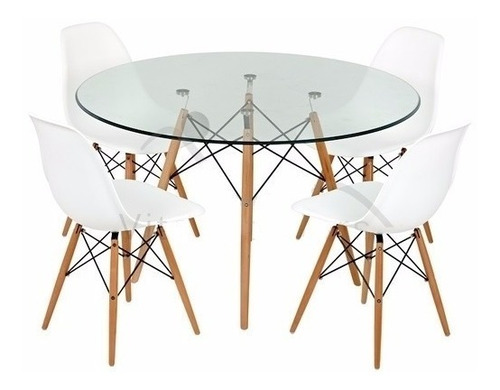 Imagen 5 de 6 de Mesa De Comedor Redonda Vidrio Nordica 110cm Eames Ct