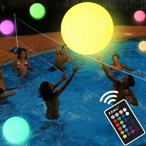 Con Luz Led Verano Pileta Pelota Inflable Playa 20cm
