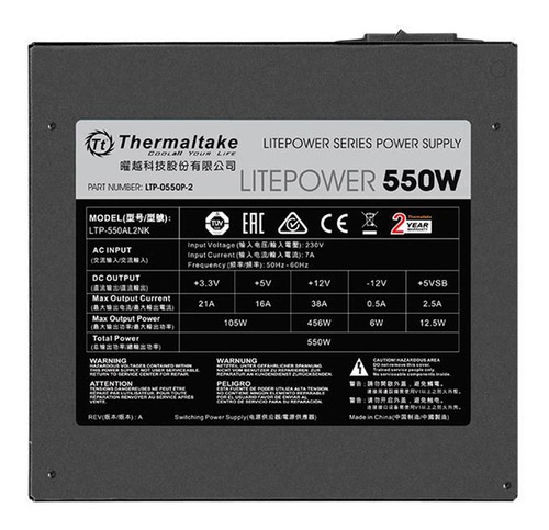 Imagen 5 de 7 de Fuente Thermaltake Litepower 550w Cooler 120mm Pc