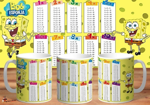 Taza Tablas De Multiplicar Con Bob Esponja Matematicas