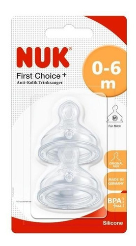 Imagen 2 de 10 de 2 Tetinas 0-6 Meses Nuk Para Mamaderas First Choice+ Flujo M