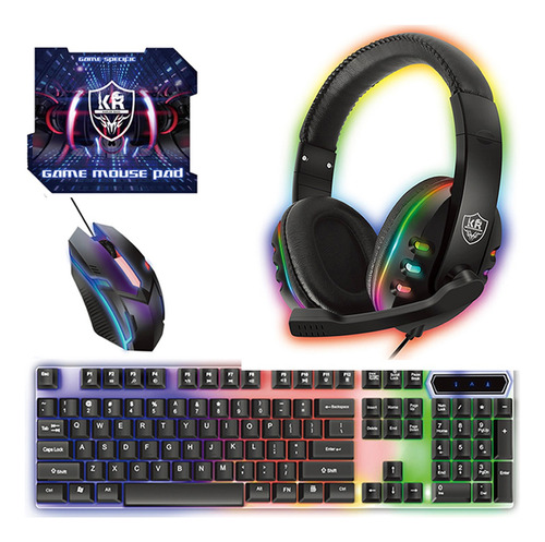 Combo Gamer 4 En 1 Teclado Mouse Audifonos Y Mousepad Rgb