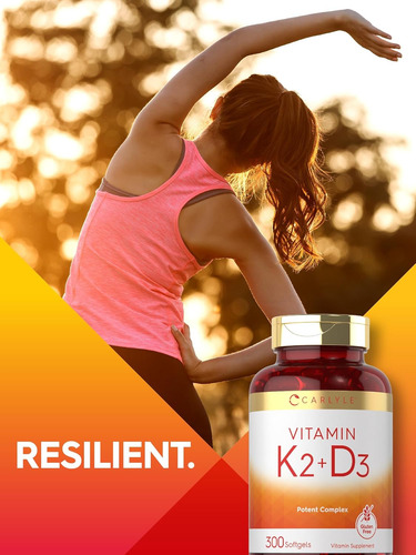 Vitamina K2 Con D3 10,000 Ui Carlyle 300 Softgels Eeuu