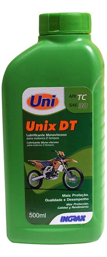 Óleo Para Motor 2 Tempo 500 Ml Unix Dt Ingrax + Graxa