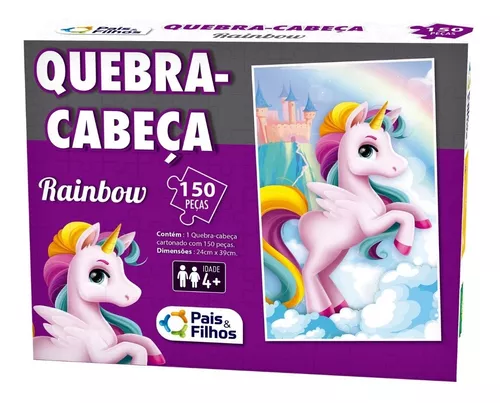 Jogo Quebra Cabeça Infantil Unicórnio Rainbow 150 Peças Brinquedo Pais e  Filhos - Colorido