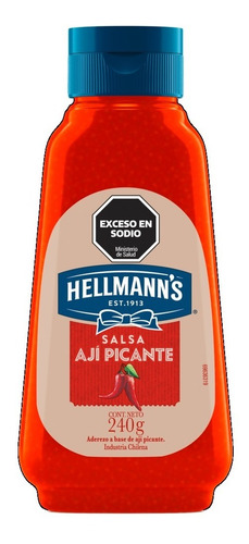 Salsa ají picante Hellmann's sin TACC en squeeze 240 g