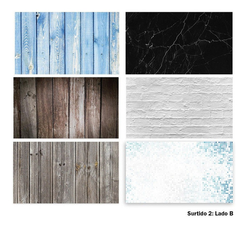 Imagen 2 de 10 de Fondo Foto Producto Mate Madera Piedra Reversible Set X6