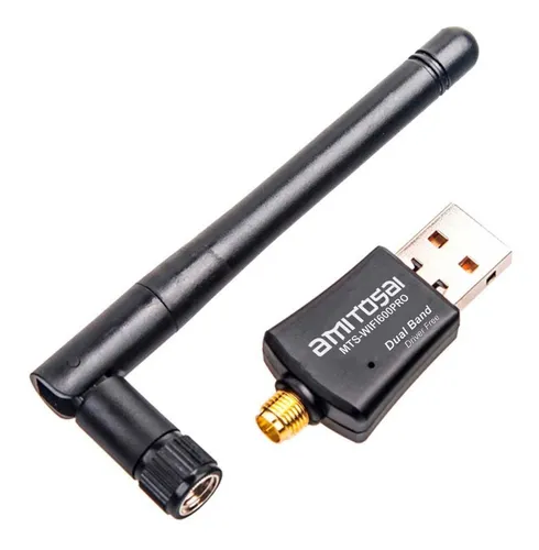 Adaptador Antena Wifi USB Dual Band 2.4Ghz y 5.8Ghz 600Mbps