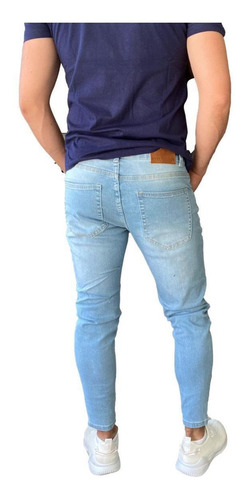 Imagen 7 de 7 de Jeans Destroyed Super Slim Ankle Fit Celeste Claro