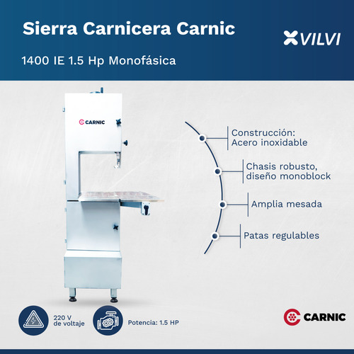 Sierra Carnicera Carnic 1,5 Hp Acero Inoxidable 1400IE Económica