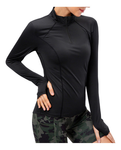 Camisa Deportiva Para Mujer Cuello Alto Yoga Running Rop [u]