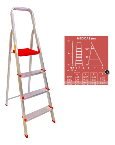 Escalera de aluminio vertical Botafogo Lar & Lazer ESC0063 metalico