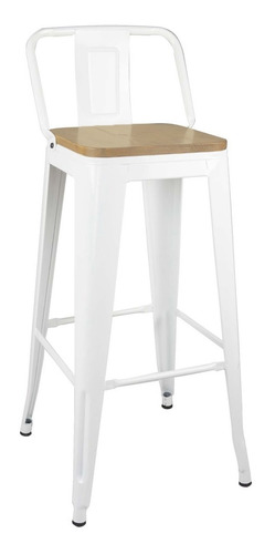 Pack 4 Piso Taburete Tolix Metal C/respaldo Asiento Madera W