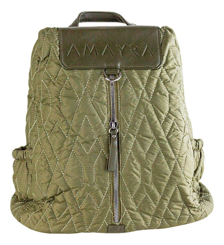 Mochila Amayra 67c26692 Matelasse Urbana Reforzada Mujer Color Verde Diseño De La Tela Liso