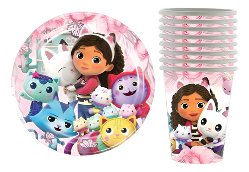Pack Cumpleaños Gabby Para 10 Invitados (59 Pcs)