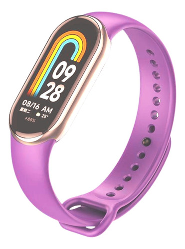 Pulseira De Silicone Conforto Para Xiaomi Mi Band 8 Cor Lilás