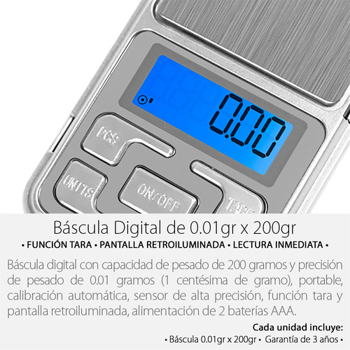 3 Pzs Báscula Digital Gramera 200 Gramos 0.01gr X 200gr