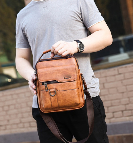 Bolso De Hombro De Piel Para Hombre, Estilo Retro,